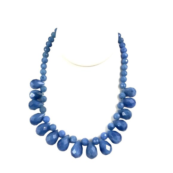 Dyed Agate Blue Faceted Bead Necklace With Toggle Clasp For Women - Picture 3 of 11